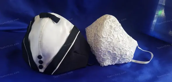 عکس عروس و داماد با ماسک