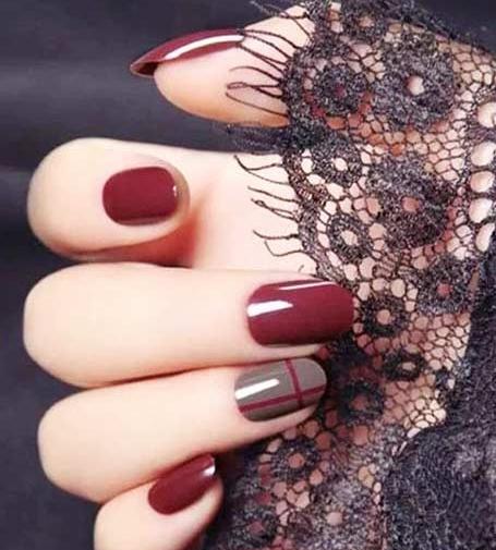 عکس ژلیش ناخن زرشکی