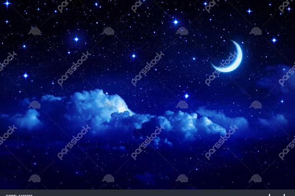 عکس آسمان پر ستاره و ماه