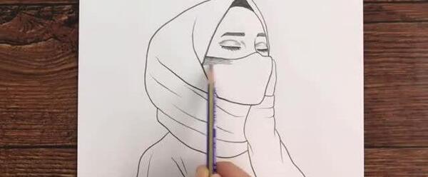 عکس نقاشی حجاب دخترانه ساده