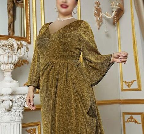 عکس مدل لباس مجلسی پوشیده و بلند لمه