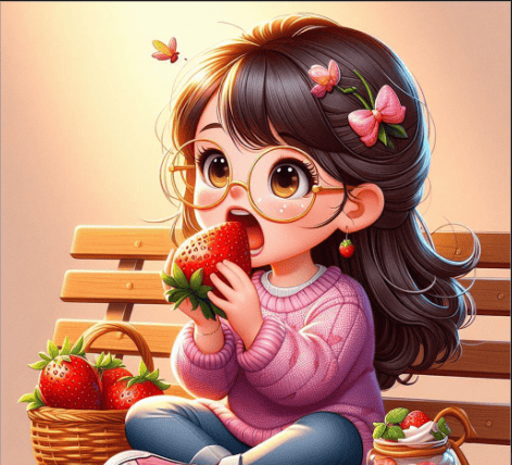 عکس دختر توت فرنگی