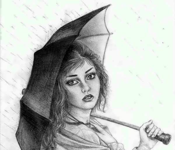 عکس نقاشی دخترونه غمگین فانتزی