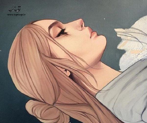 عکس نقاشی دخترونه غمگین فانتزی