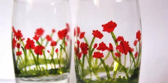 عکس طرح نقاشی روی ظروف شیشه ای