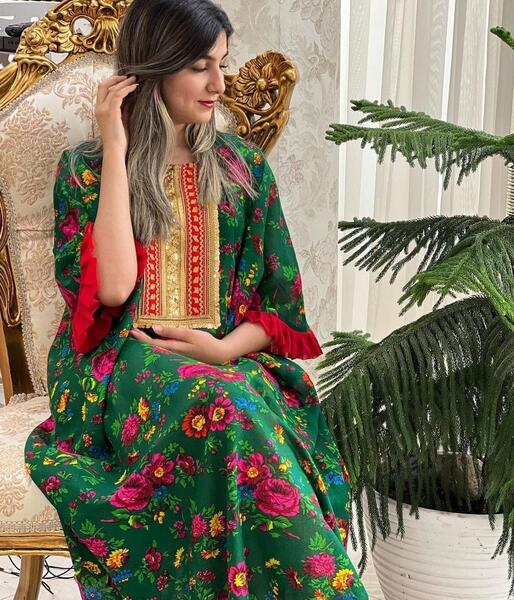 عکس مدل مانتو نخی گلدار بلند جدید