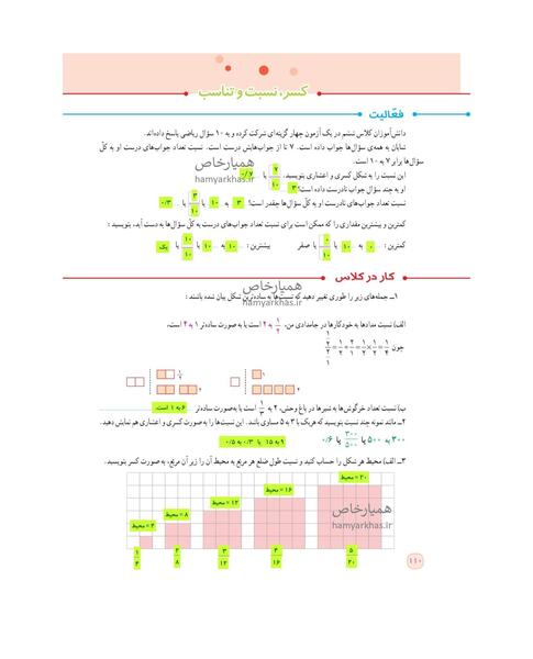 عکس صفحه حل شده ۲۶ ریاضی پنجم