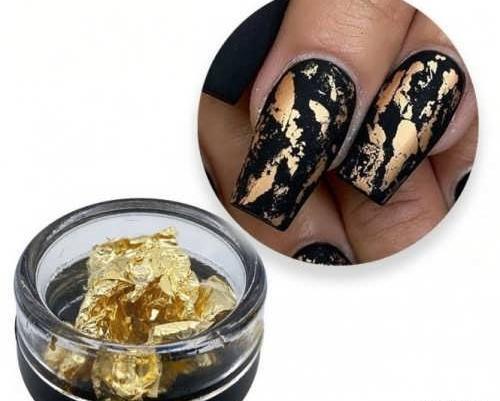 عکس طراحی ناخن با ورق طلا