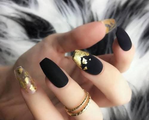 عکس طراحی ناخن با ورق طلا