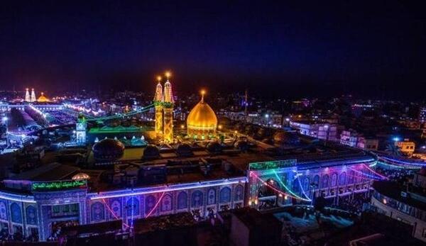 عکس حرم امام حسین در شب