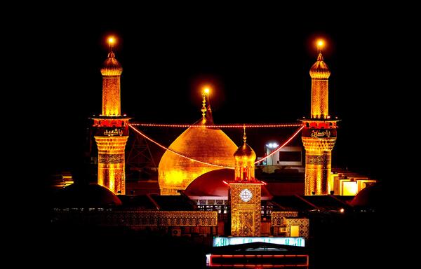 عکس حرم امام حسین در شب