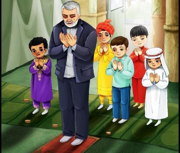 عکس حاج قاسم سلیمانی با بچه ها
