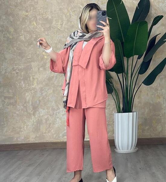 عکس مانتو رنگ هلویی