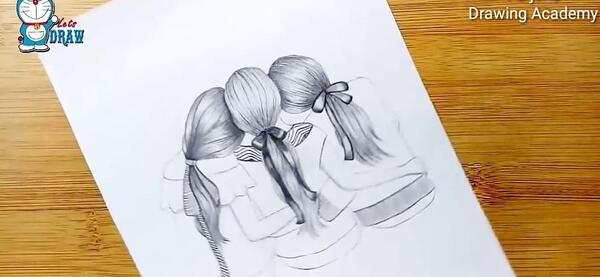 عکس نقاشی دختر هوادار بی تی اس