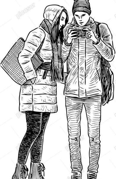 عکس نقاشی دختر و پسر