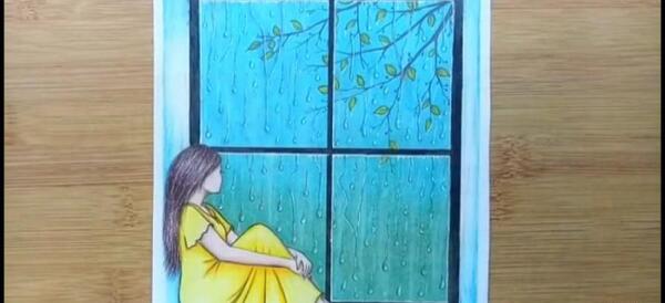 عکس نقاشی دختر ساده طراحی