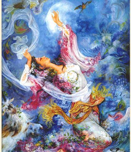 عکس نقاشی دختر طاووسی