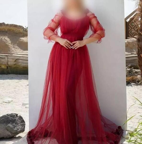 عکس مدل لباس مجلسی بلند با پارچه ساده