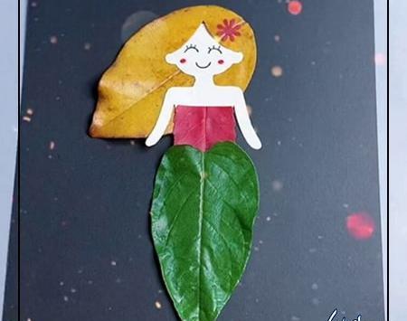 عکس نقاشی با برگ پاییزی