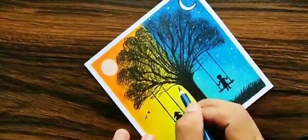 عکس ایده نقاشی شب و روز