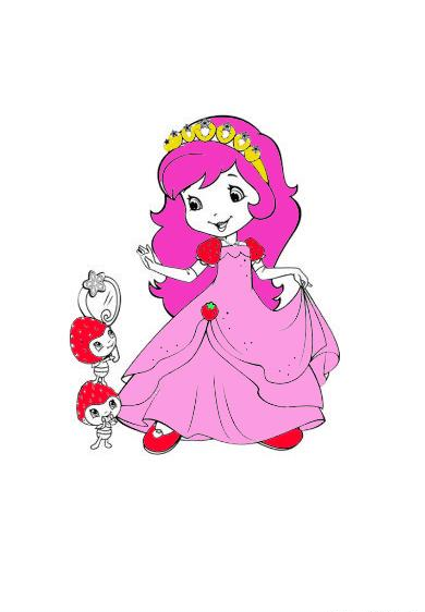 عکس نقاشی دختر توت فرنگی با رنگ