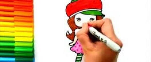 عکس نقاشی دختر توت فرنگی با رنگ
