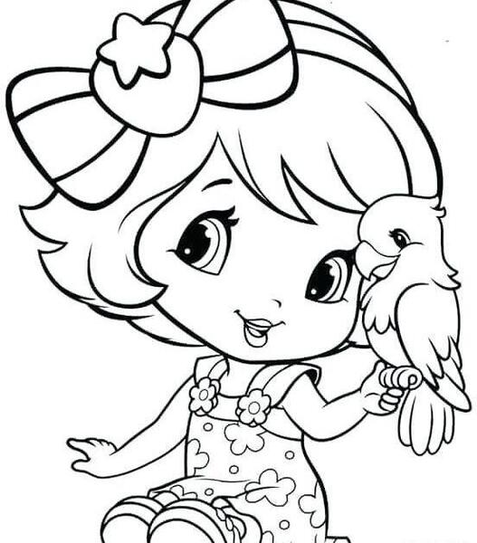 عکس نقاشی دختر توت فرنگی با رنگ