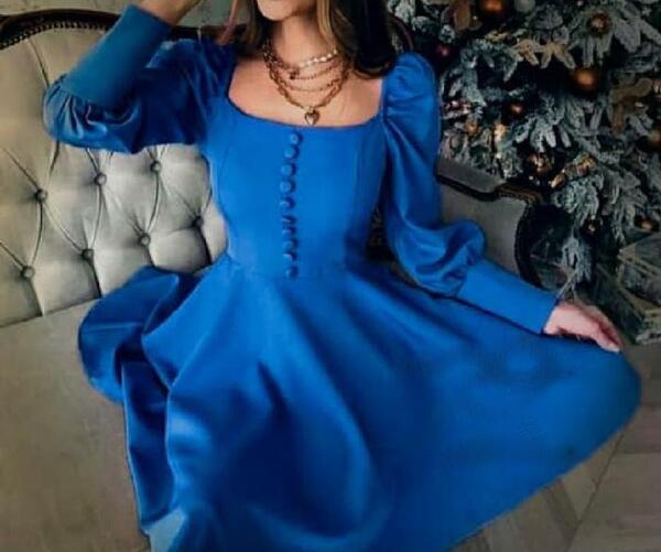 عکس لباس مجلسی شیک رنگ ابی کاربنی