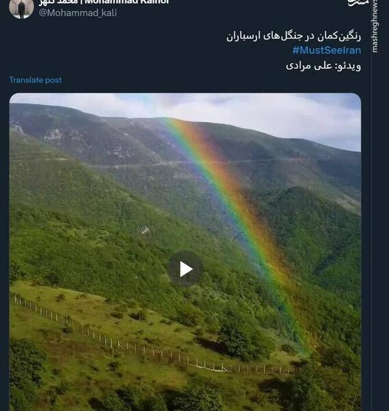 عکس رنگین کمان در جنگل
