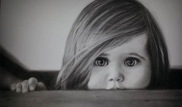 عکس دختر بچه طراحی سیاه قلم