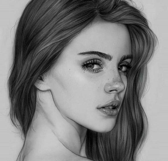 عکس دختر بچه طراحی سیاه قلم