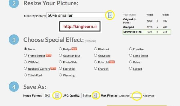 کاهش حجم عکس آنلاین resize