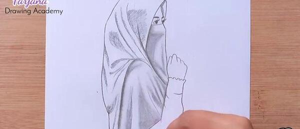 عکس دختر با حجاب نقاشی