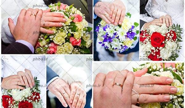 عکس دست عروس داماد رو گل