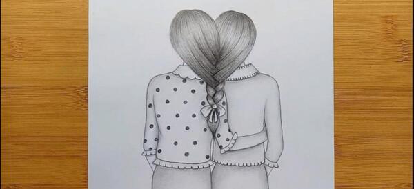 عکس نقاشی دخترانه دو دوست