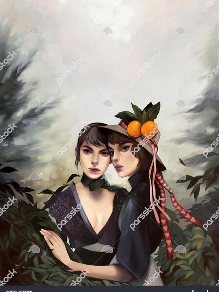 عکس نقاشی دخترانه دو دوست
