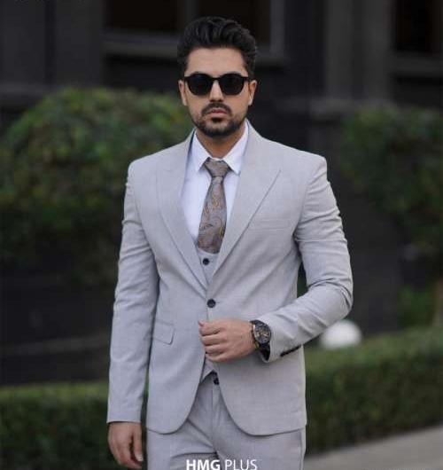 عکس کت شلوار طوسی مردانه