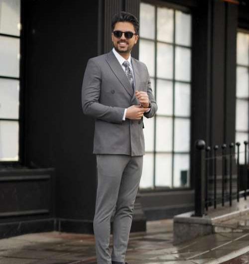عکس کت شلوار طوسی مردانه