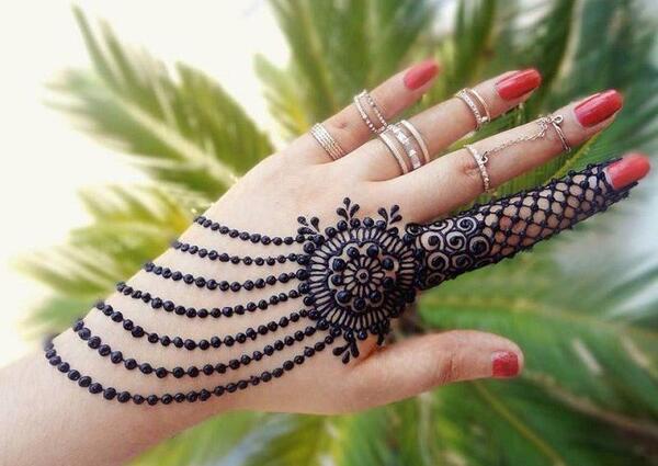 عکس حنا روی دست با حرف m