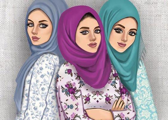 عکس سه دختر با حجاب کارتونی