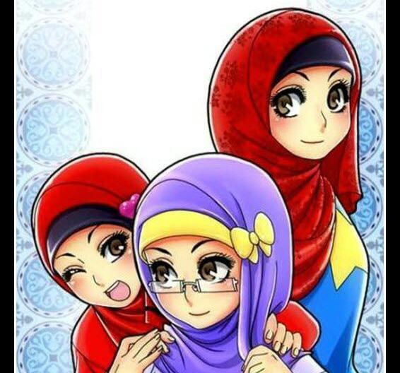 عکس سه دختر با حجاب کارتونی