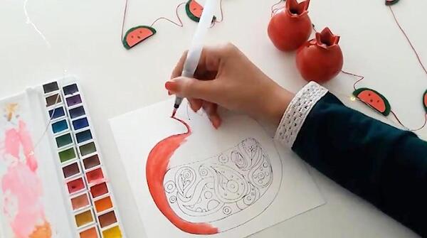 عکس ایده نقاشی شب یلدا کودکانه