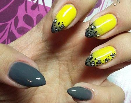 عکس طرح ناخن طوسی زرد
