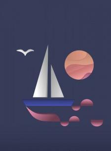 عکس دریا و قایق در شب