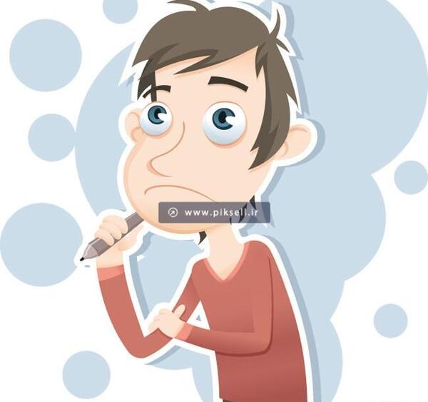 عکس پسر کارتونی در حال فکر