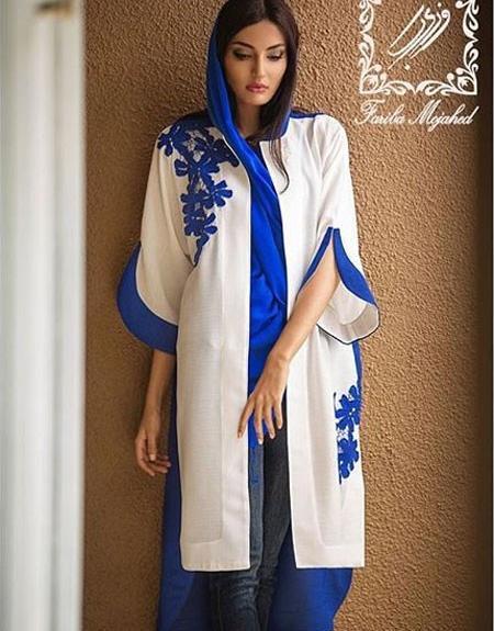 عکس مدل مانتو دخترانه حاشیه دار جدید