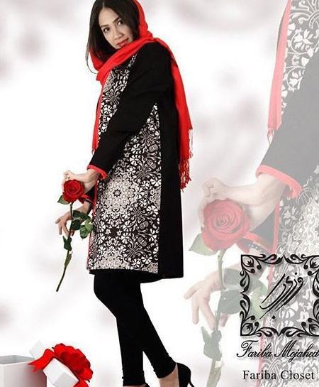عکس مدل مانتو دخترانه حاشیه دار جدید