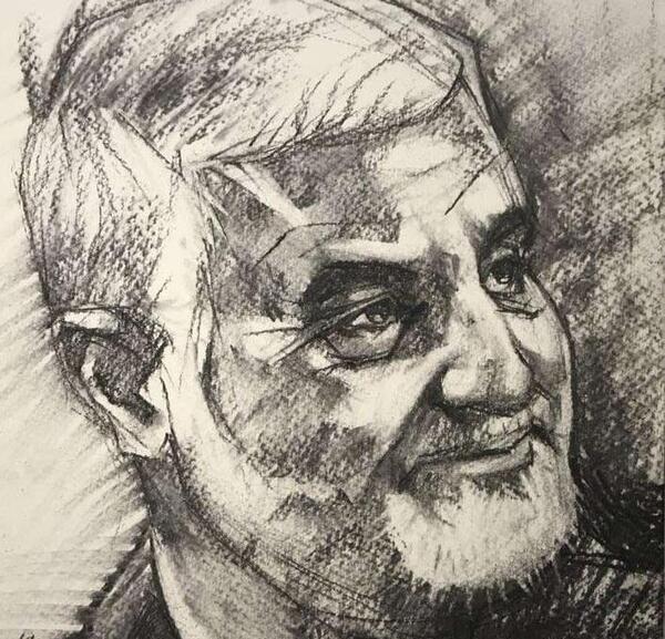 عکس نقاشی صورت حاج قاسم