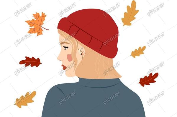 عکس نقاشی دختر از پشت سر با کلاه