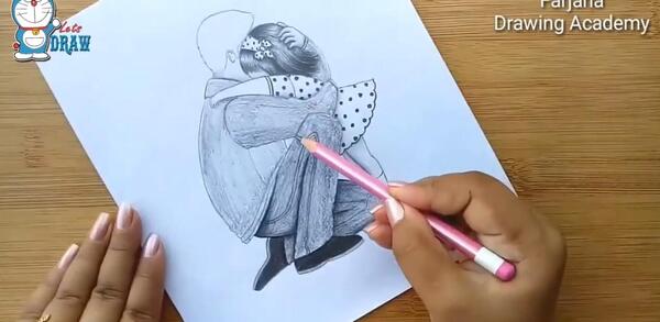 عکس نقاشی دختر از پشت سر با کلاه